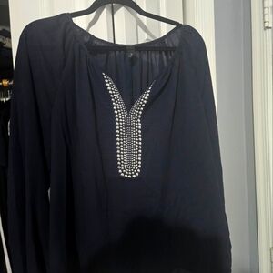 Alfani navy blue blouse with embellishments